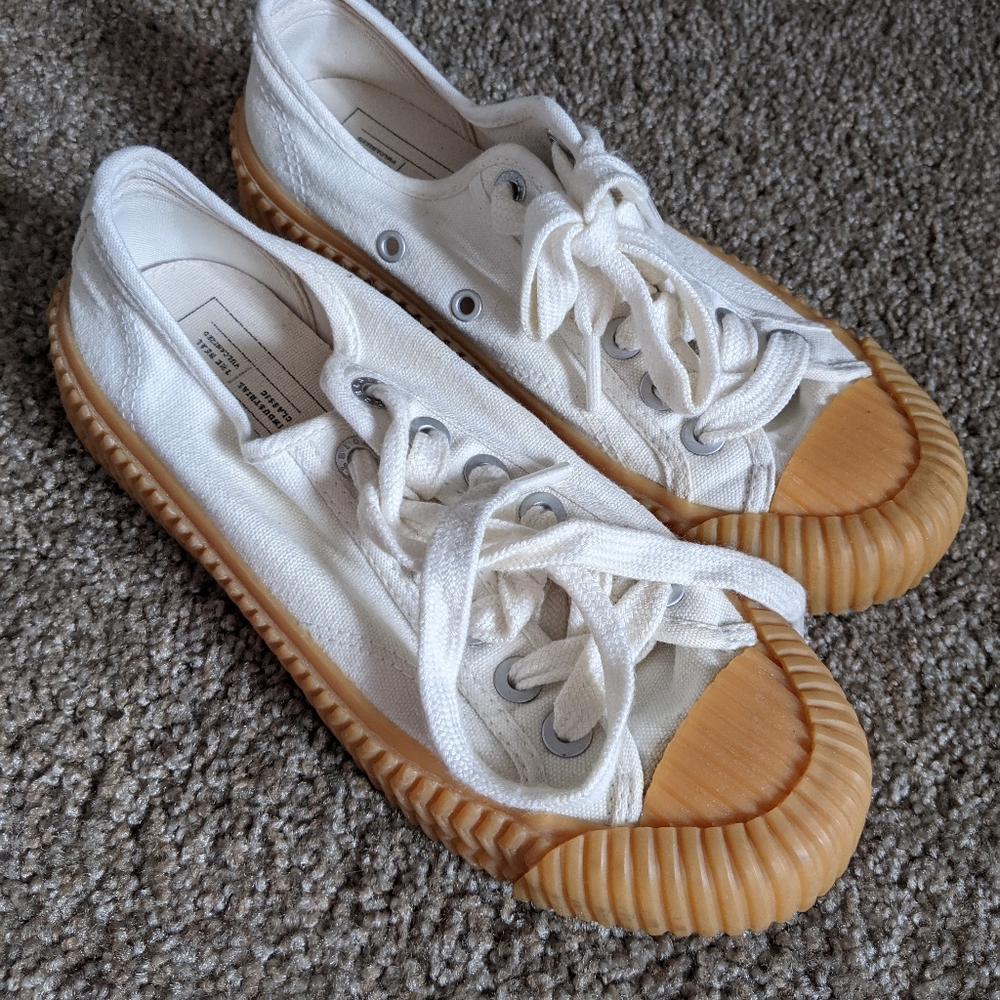 Cream and Tan Excelsior Platform Sneakers